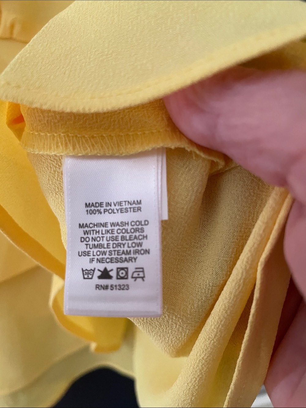 1. State Pale Yellow Ruffle Button-Front Blouse - Picture 3 of 5